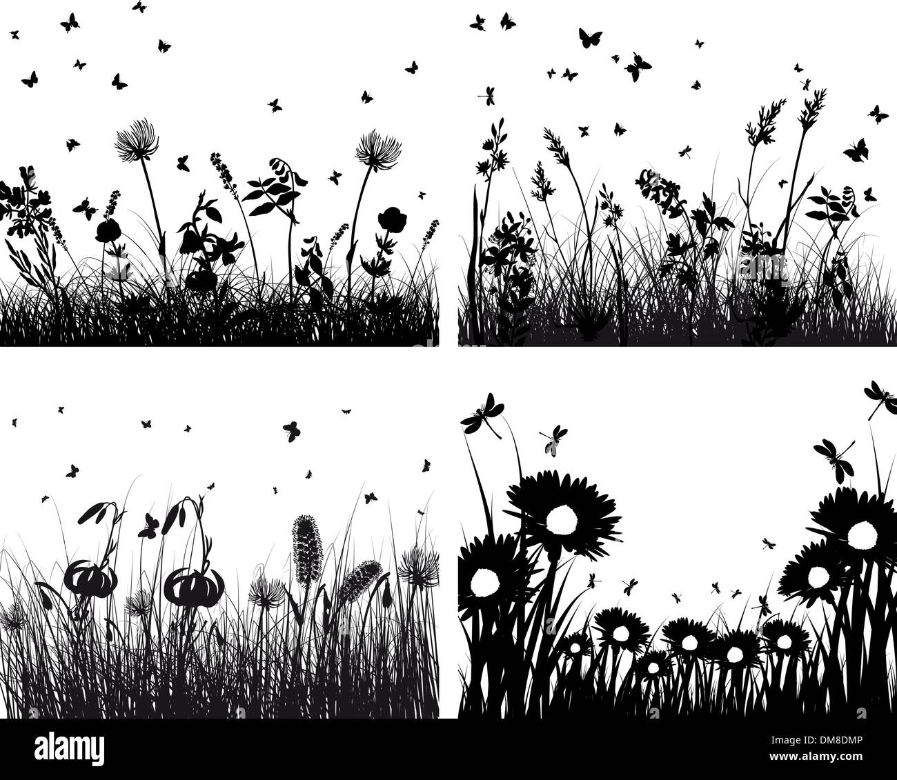 set of grass silhouettes Stock Vector