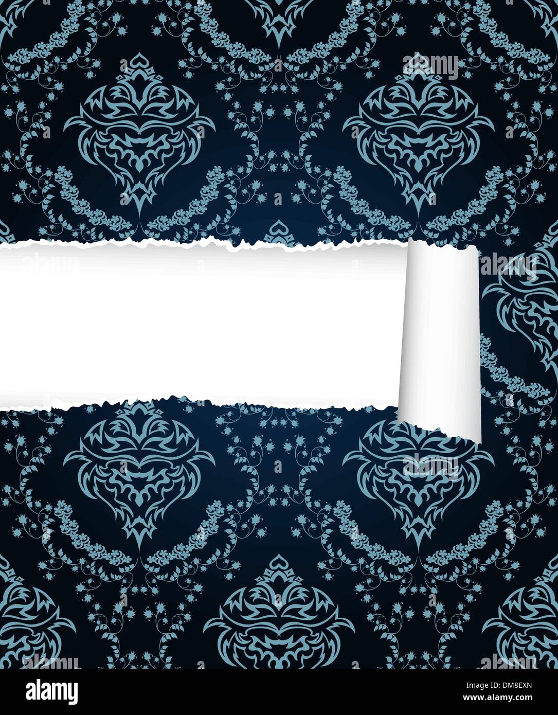 seamless damask pattern with ripped copy-space Stock Vector