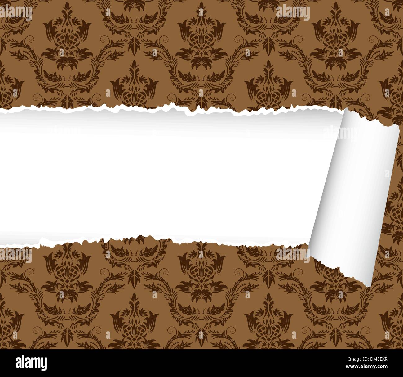 seamless damask pattern with ripped copy-space Stock Vector