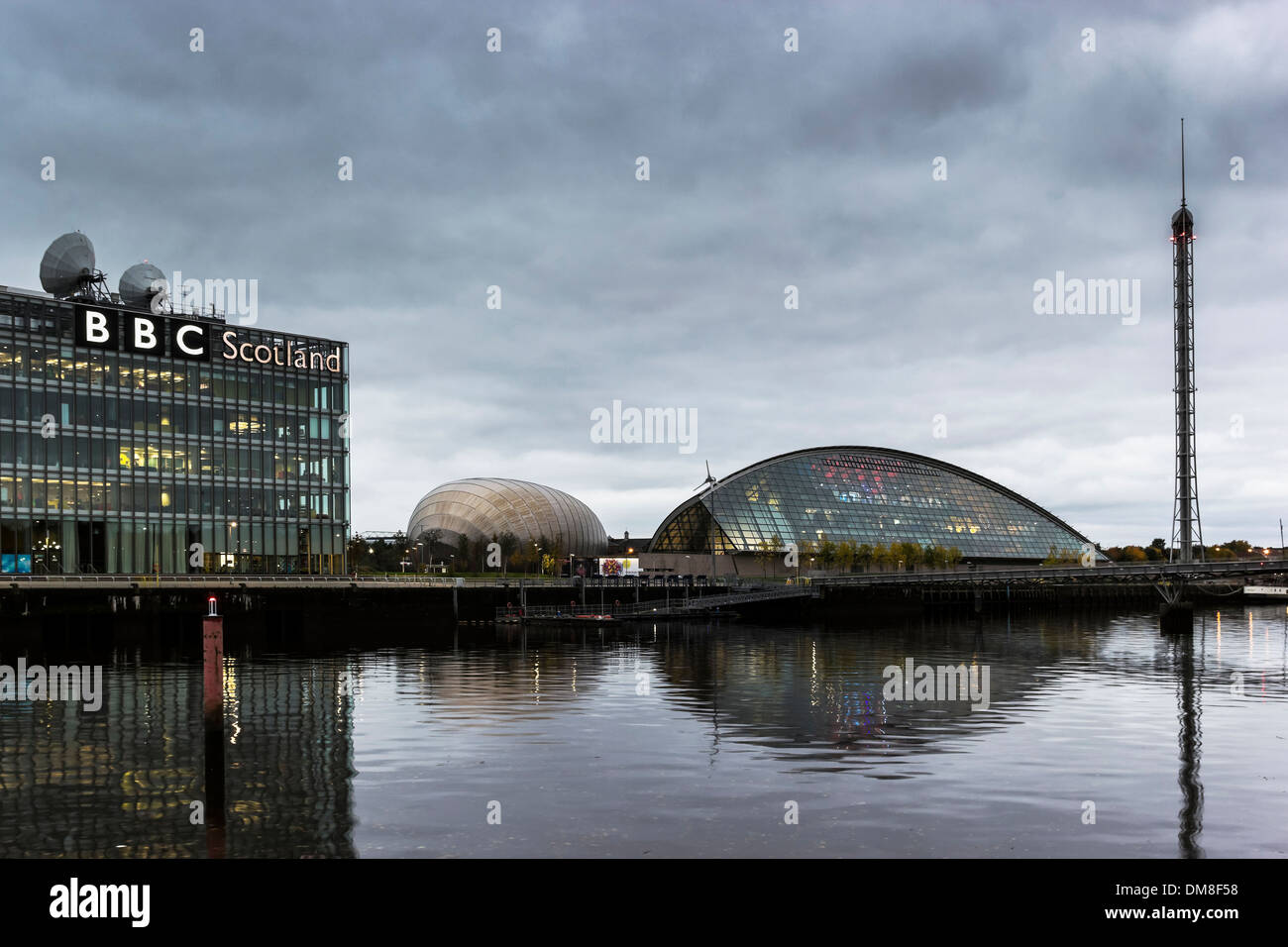 Part of the Pacific Quay area of Glasgow quayside showing BBC Scotland