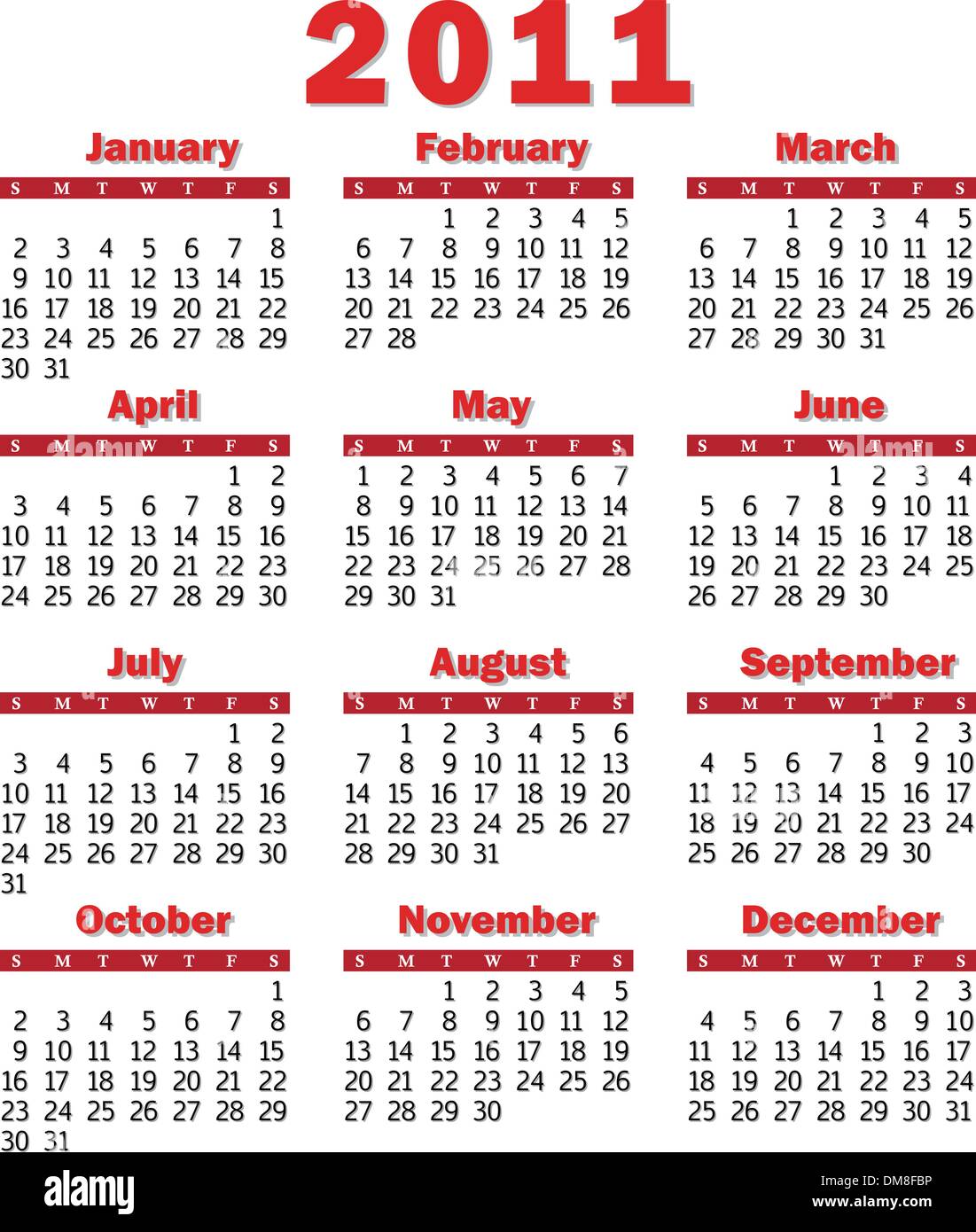 calendar 2011 red Stock Vector Image Art Alamy calendar 2011 red Stock Vector Image Art Alamy