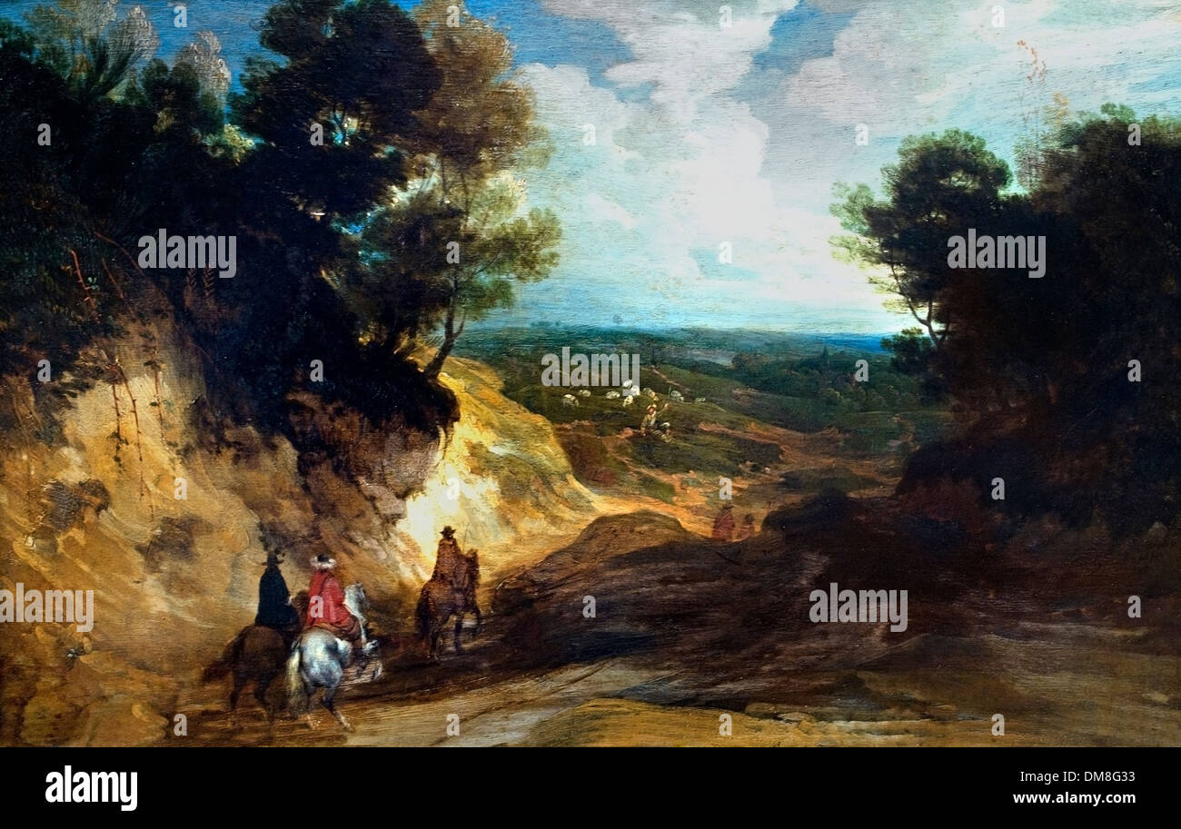 Landscape with ravine by Lodewijk de Vadder 1605-1655 Flemish Belgian Belgium Stock Photo