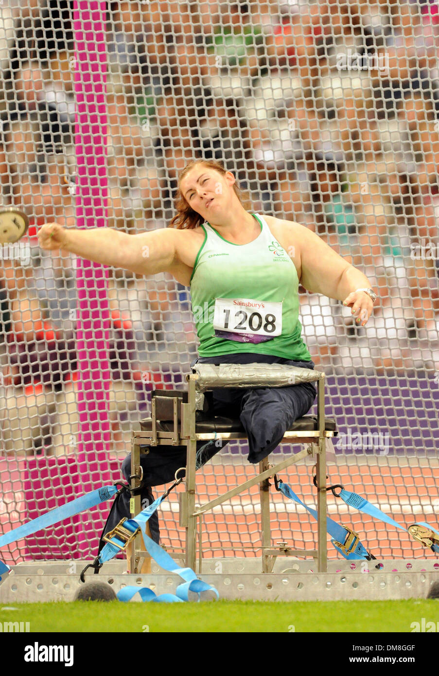 Barry Orla (IRL) in action Women's Discus Final during Day 5 of Paralympics from Olympic Stadium London England - 04.09.12 Stock Photo
