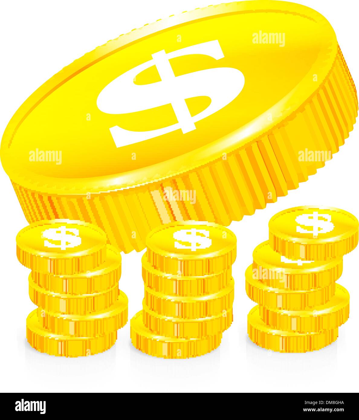 Stacks of gold coins, vector Stock Vector