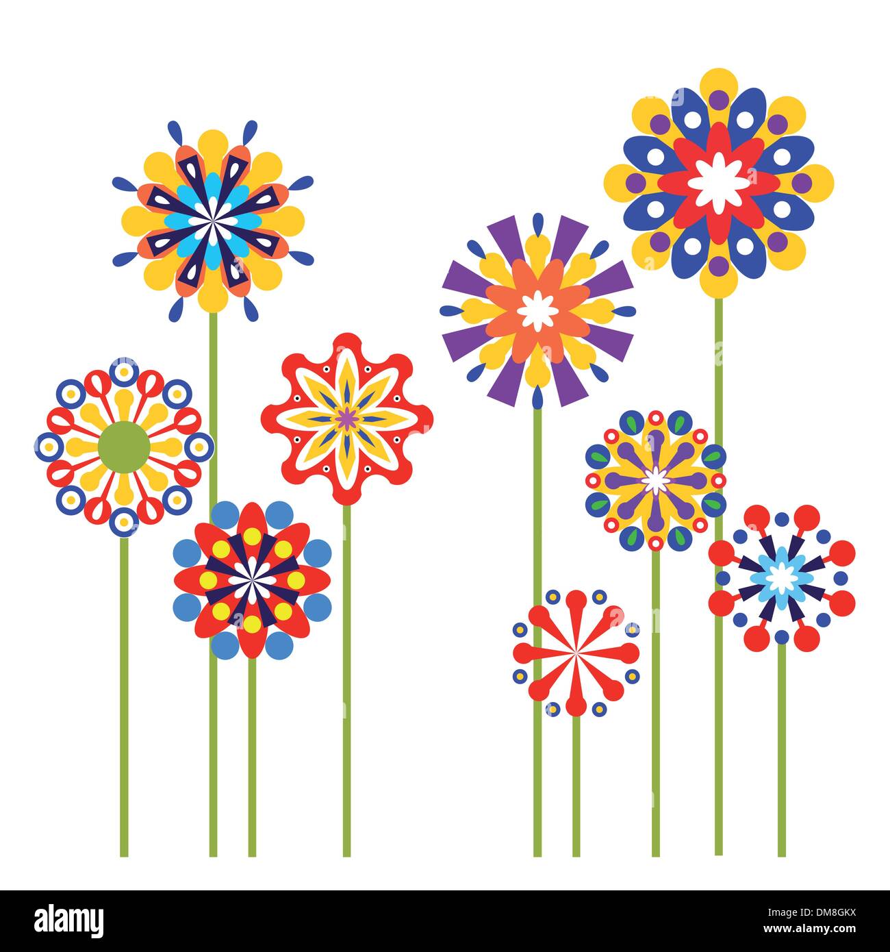 Vector colorful abstract flowers Stock Vector