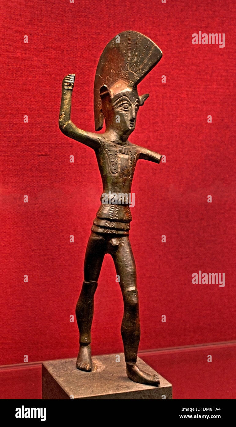 Lance waving war  or war god Ares (Laran) 6-5 Century BC Etruscan Etruria Italy Stock Photo
