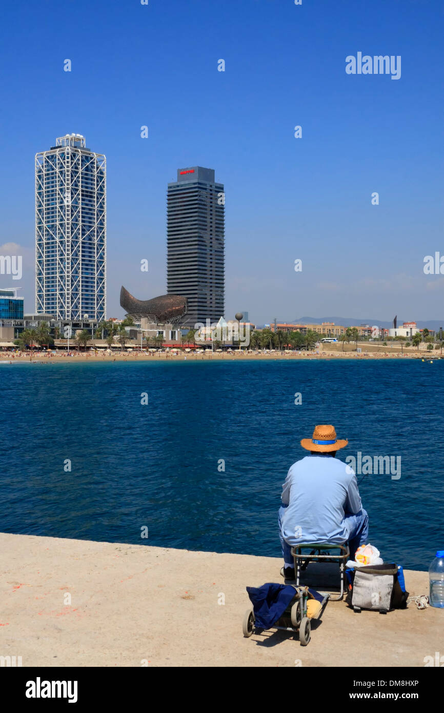 Beach, with giant bronze fish sculpture by Frank Gehry