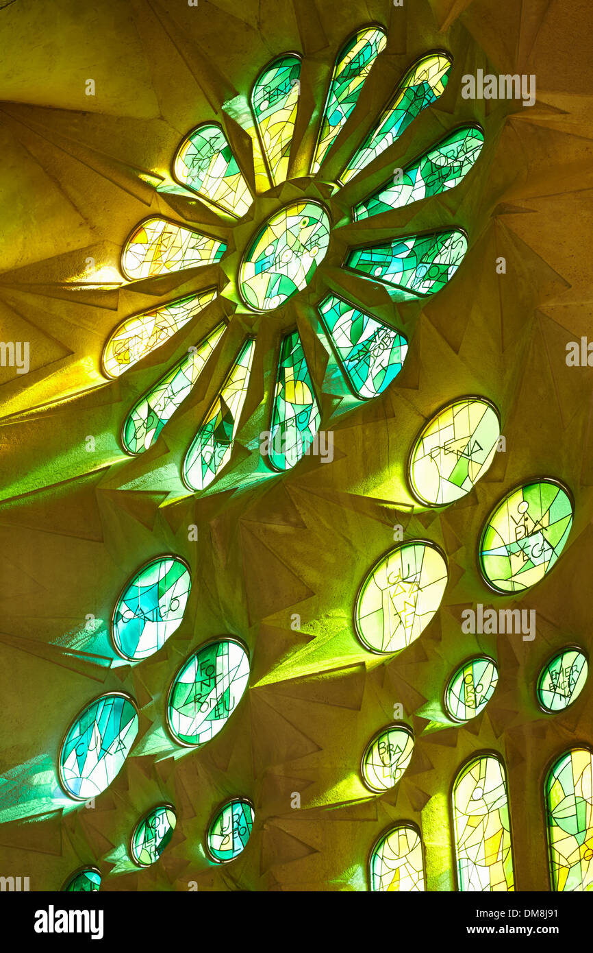 Sunlight through stained glass window hires stock photography and