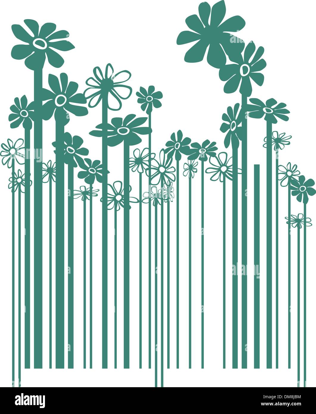 Floral green bar-code Stock Vector