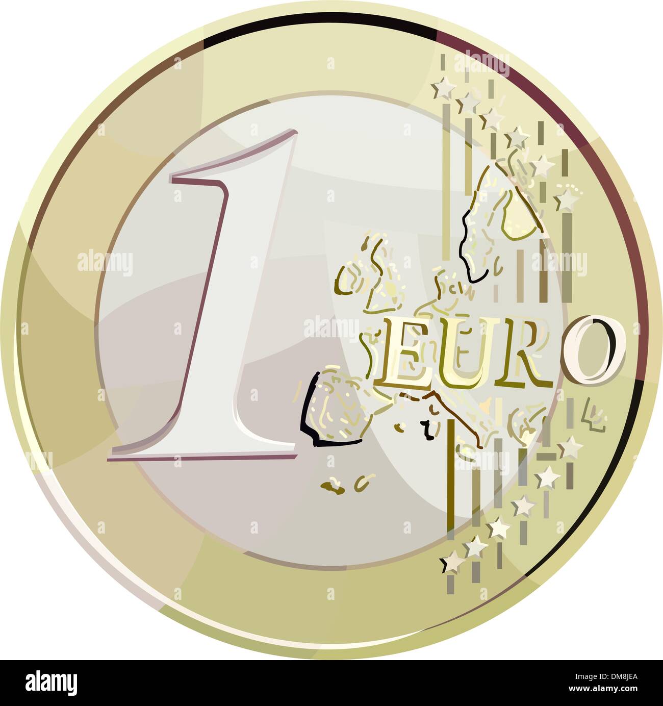 Vector 1 euro coin. Stock Vector