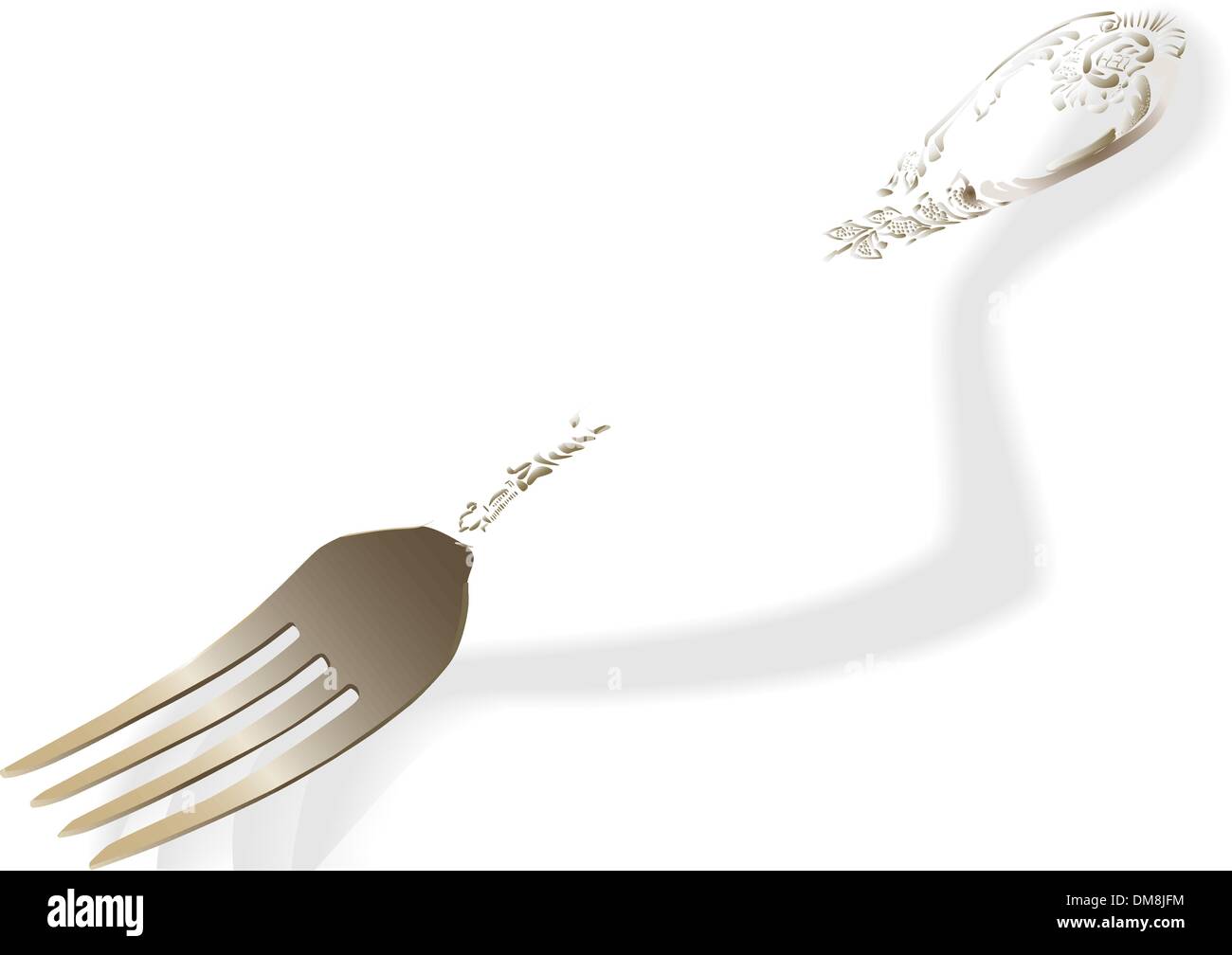 Vector old-fashioned silver fork. Stock Vector