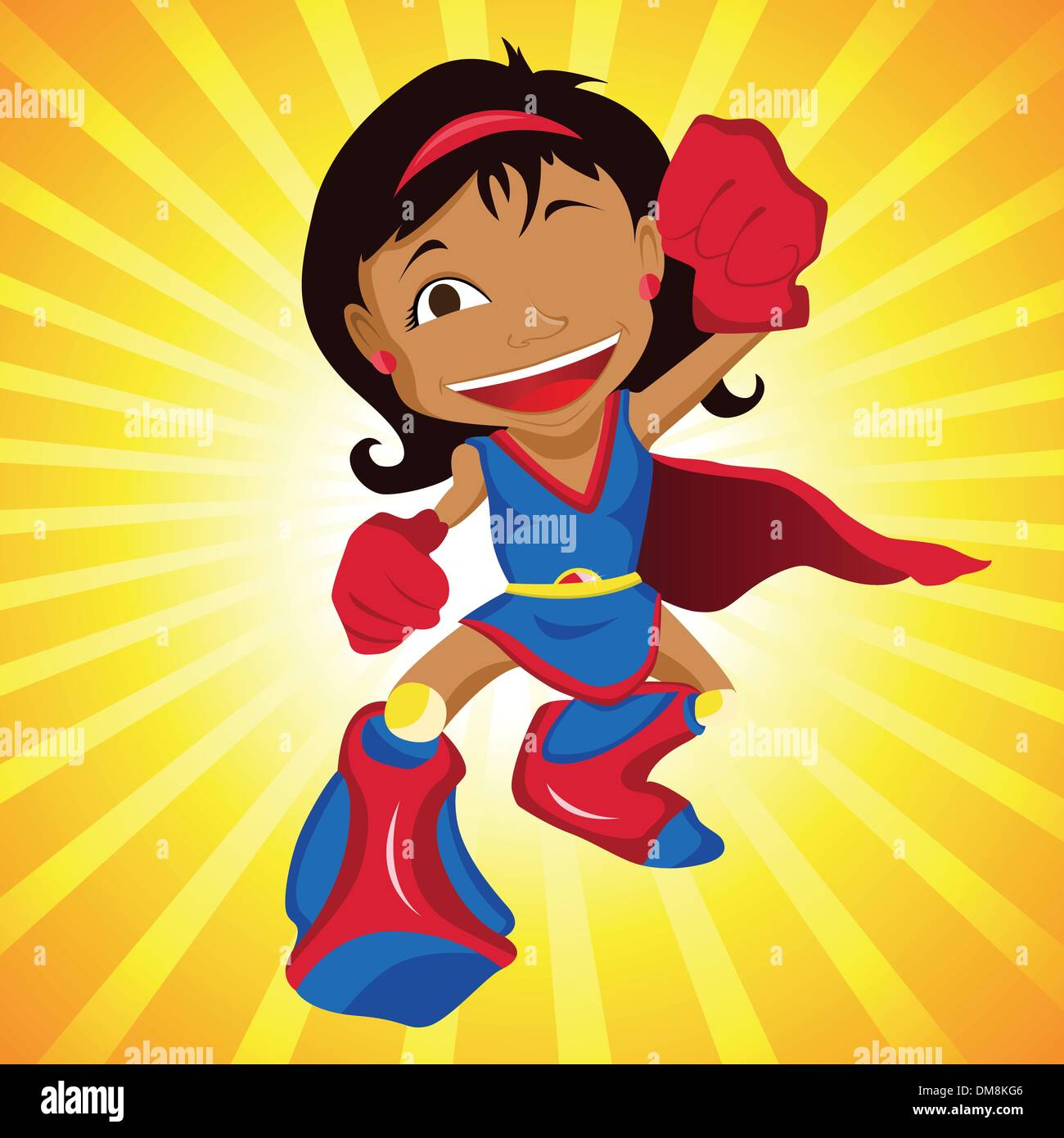Black Super hero Girl. Stock Vector