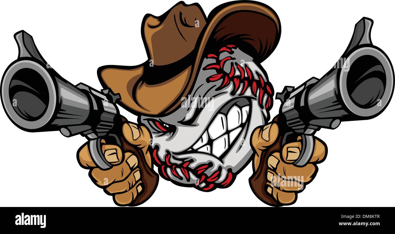 Baseball Shootout Cartoon Cowboy Stock Vector
