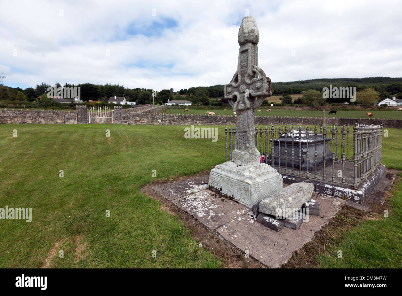 Kilkieran West Cross, Western Face with the conical cap. Stock Photo