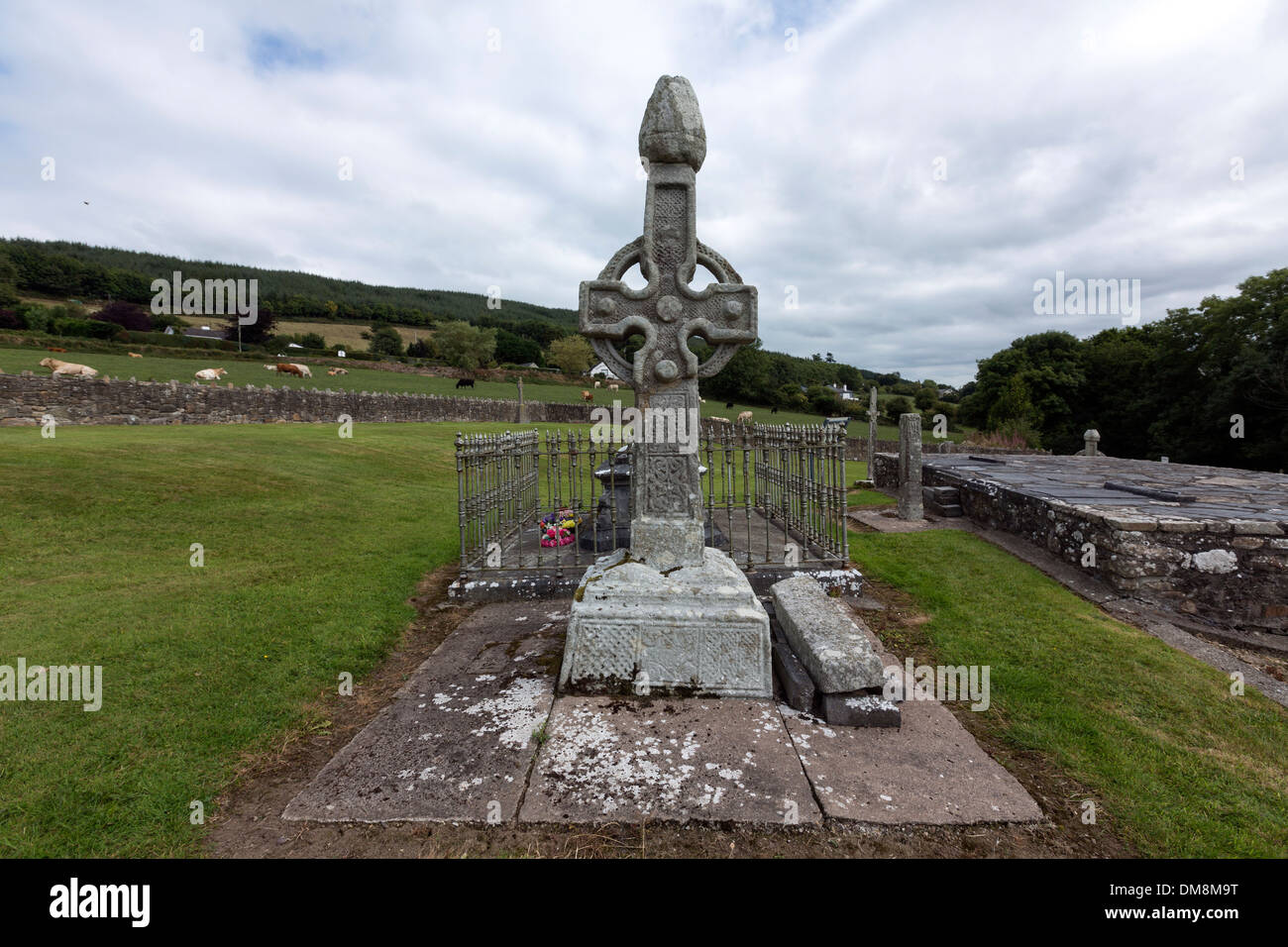 Kilkieran West Cross, Western Face with the conical cap. Stock Photo