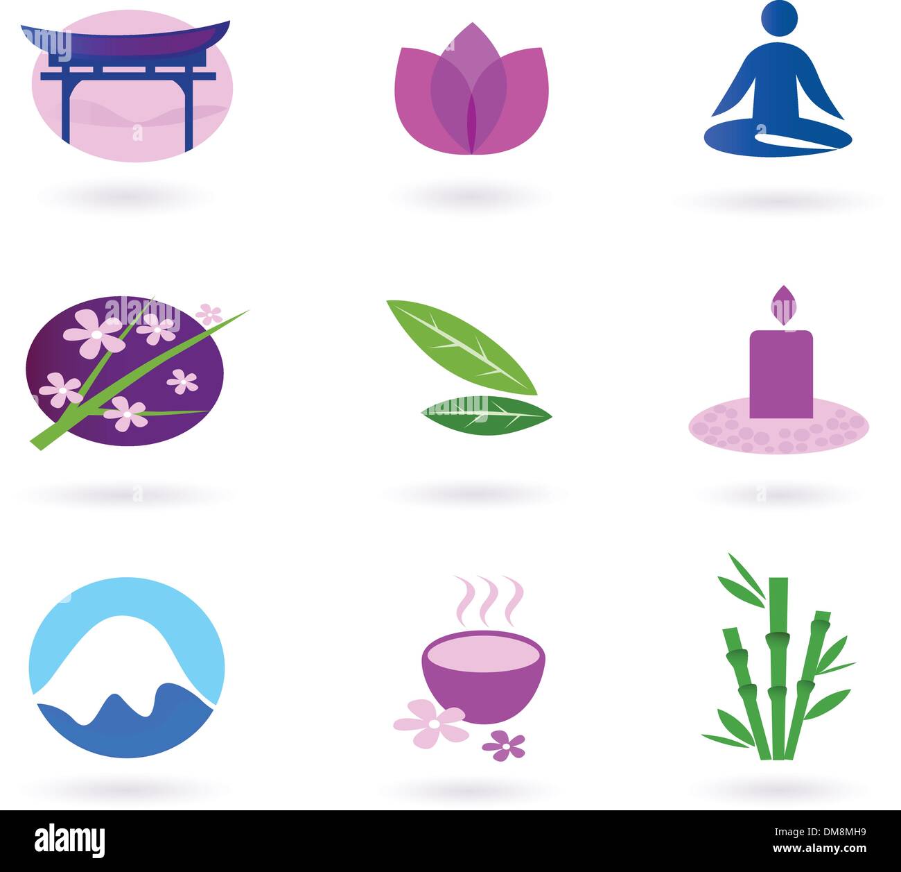 Wellness, asia, relaxation and spa icon set. Vector Stock Vector Image ...
