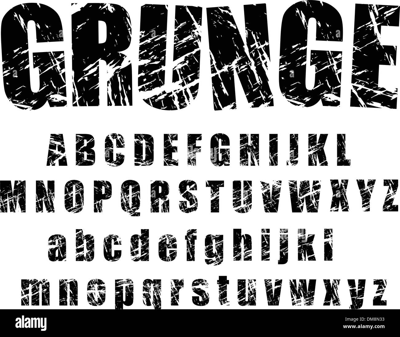 grunge alphabet - 1 Stock Vector