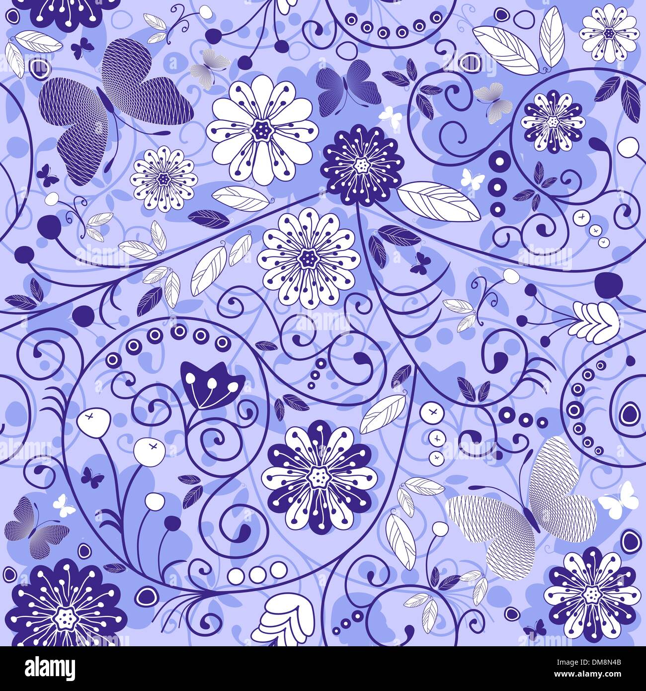 Seamless floral violet-blue pattern Stock Vector