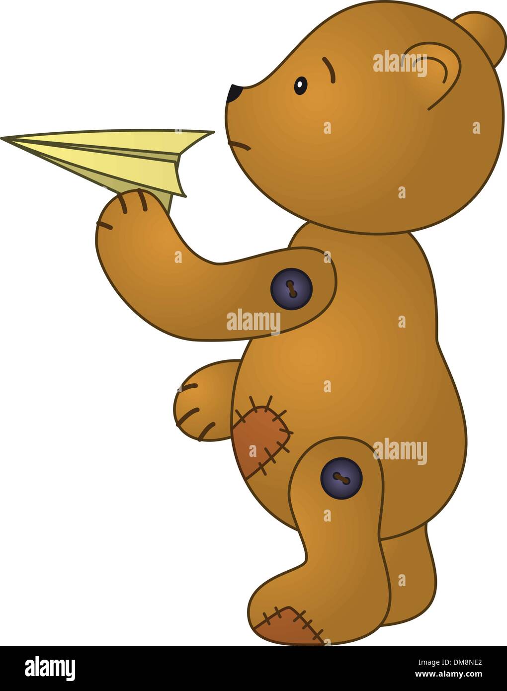 Teddy bear with paper plane Stock Vector