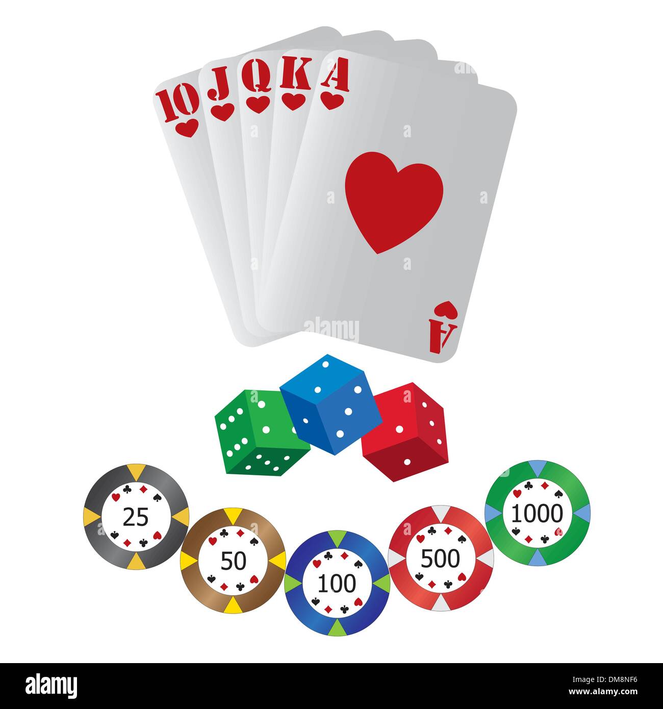 Playing cards and dice Stock Vector
