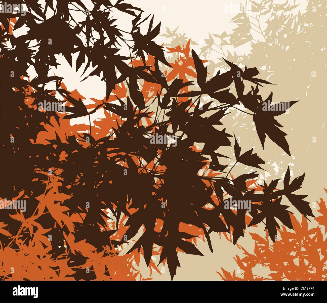 Colored landscape of autumn brown foliage - Vector illustration - The ...