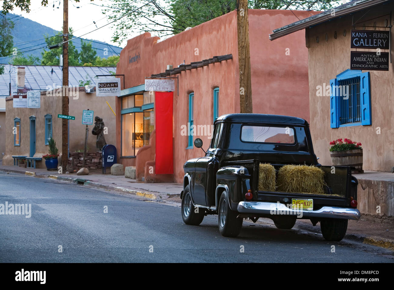 Fifty-seven Chevy truck on Canyon Road, Santa Fe, New Mexico USA Stock Photo