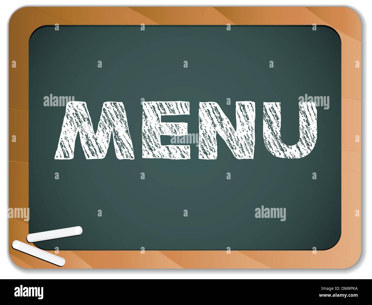 Blackboard with Restaurant Menu Message written with Chalk Stock Vector ...