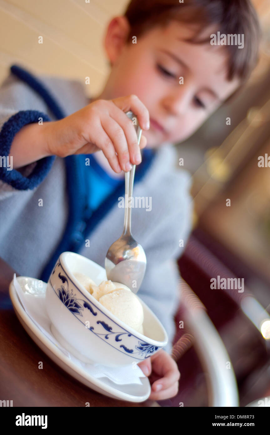 Child eating ice cream Stock Photo