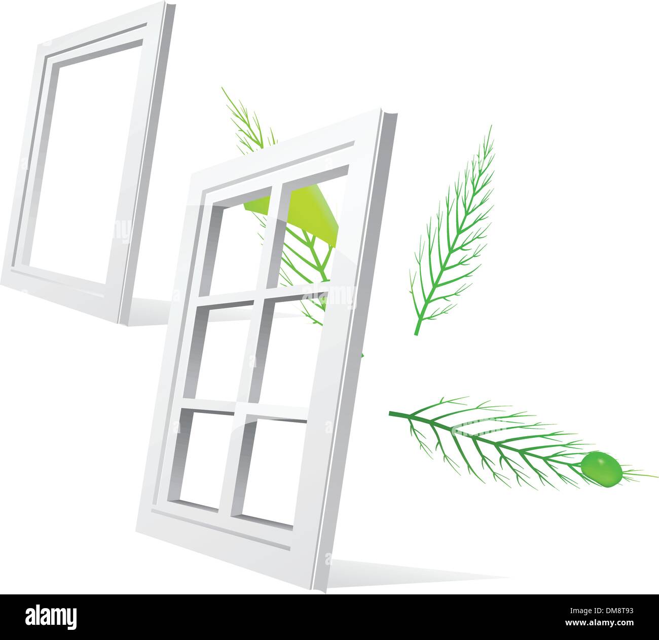 window and leaf Stock Vector