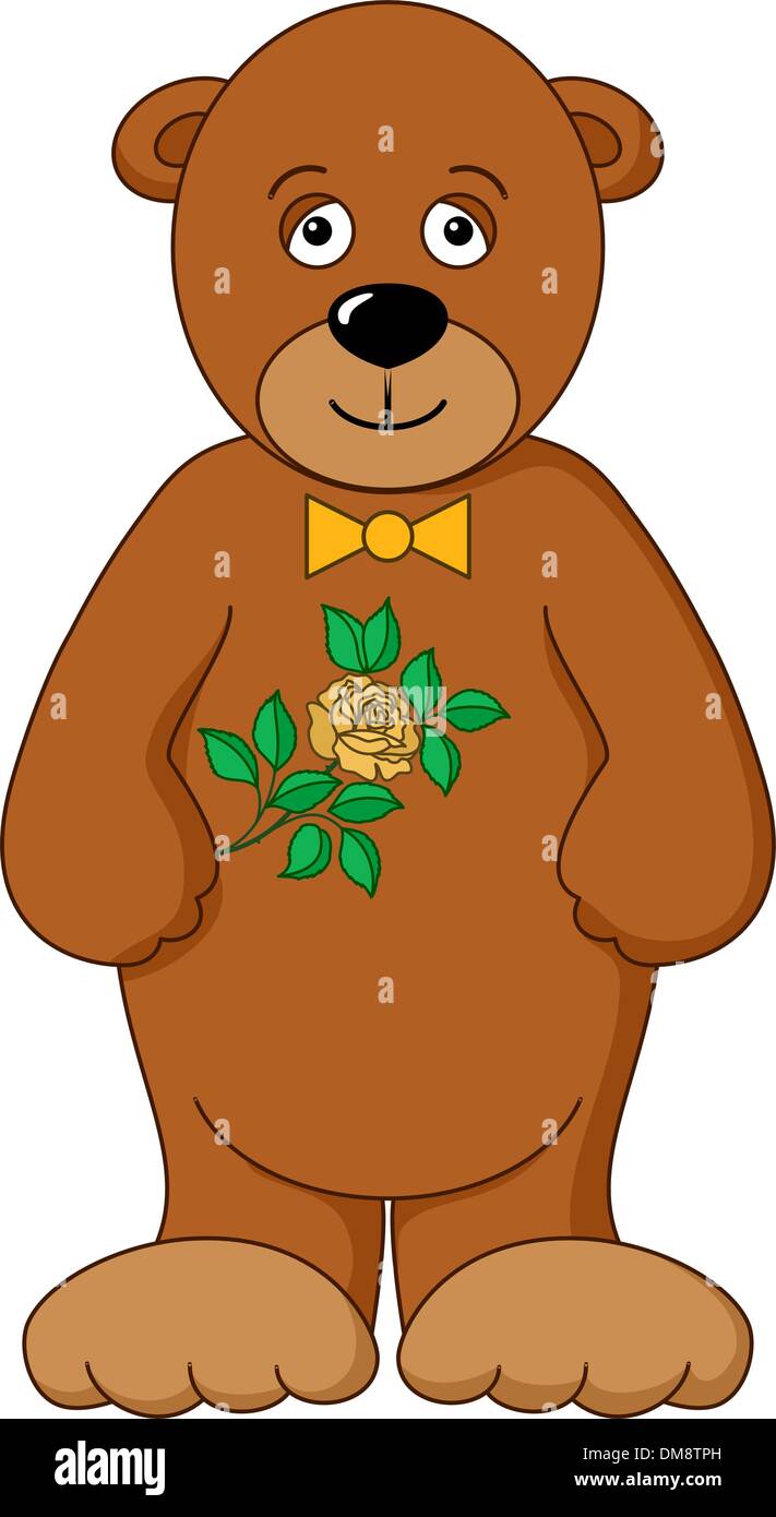 Teddy bear with flower Stock Vector