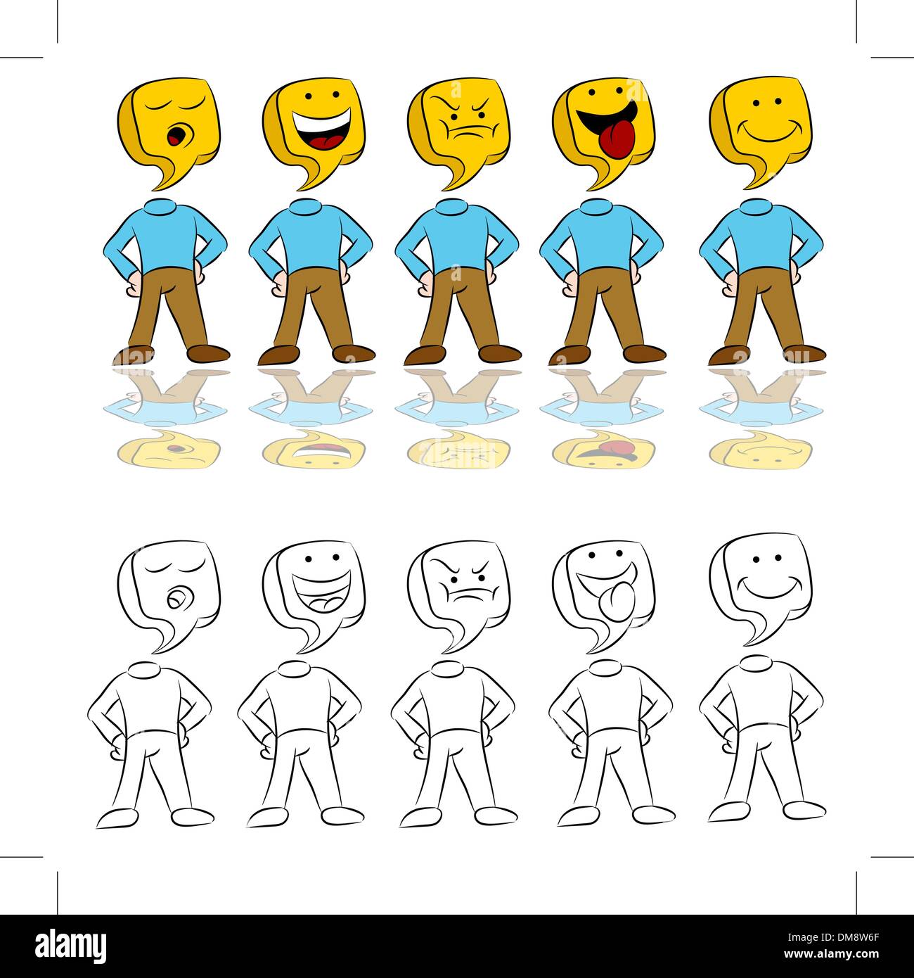 Emotion Expressions Icon Man Stock Vector