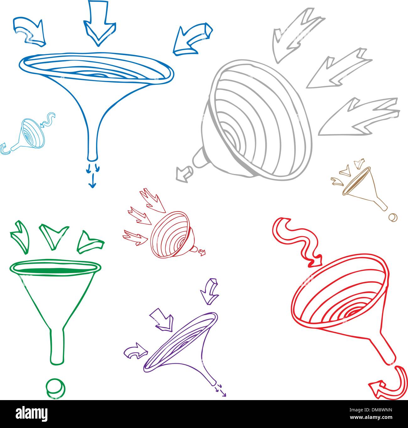 Funnel Arrow Drawing Set Stock Vector Image & Art Alamy