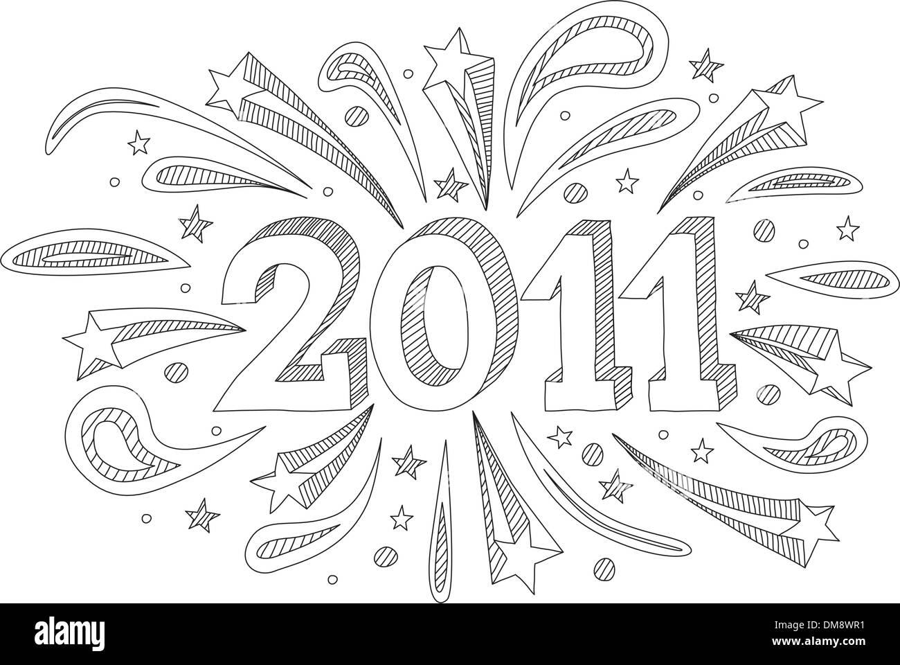 Happy New Year 2011 doodle Stock Vector