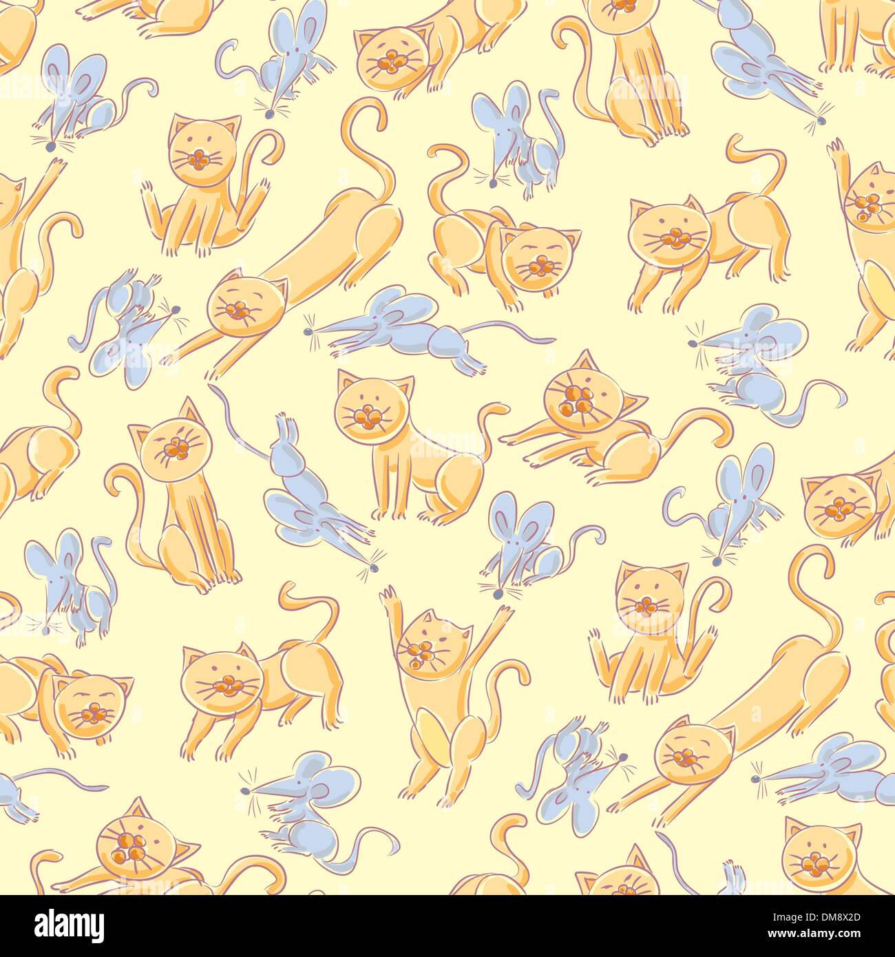 Seamless cats and mice pattern Stock Vector