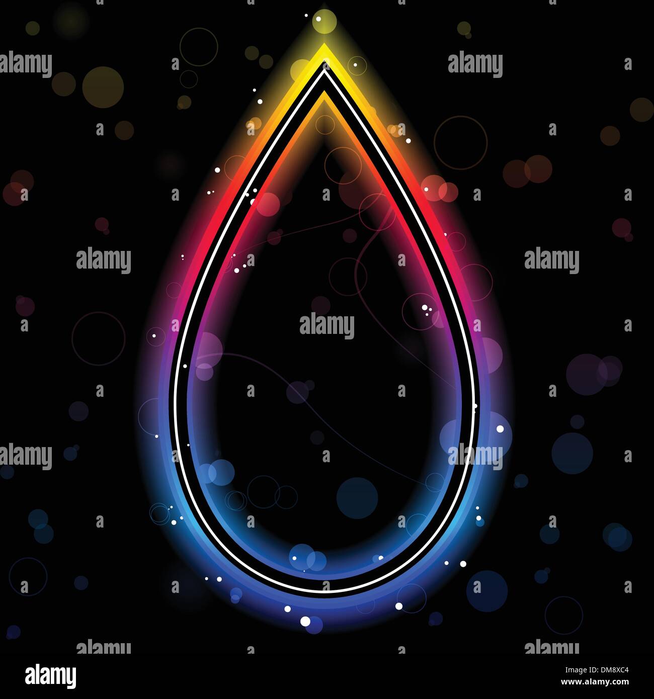 Rainbow Drop Border with Sparkles and Swirls. Stock Vector