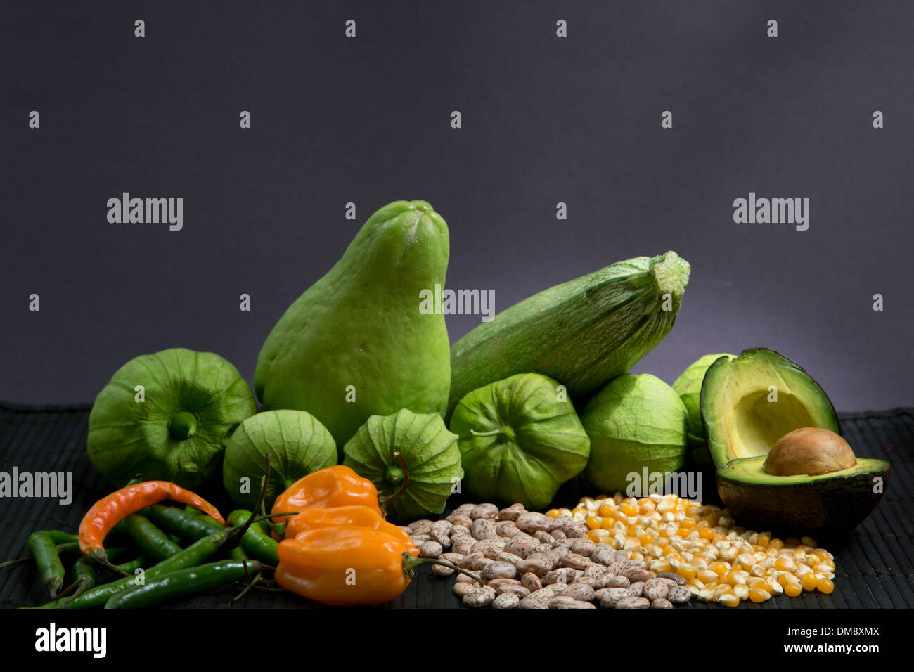 Assorted vegetables on a dark background Stock Photo