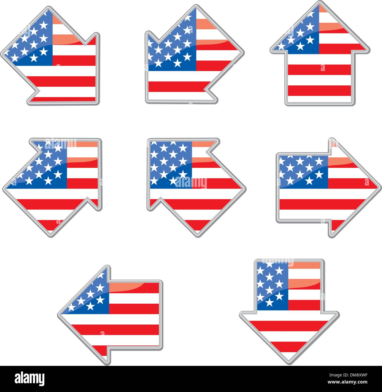 USA flag arrow placards Stock Vector