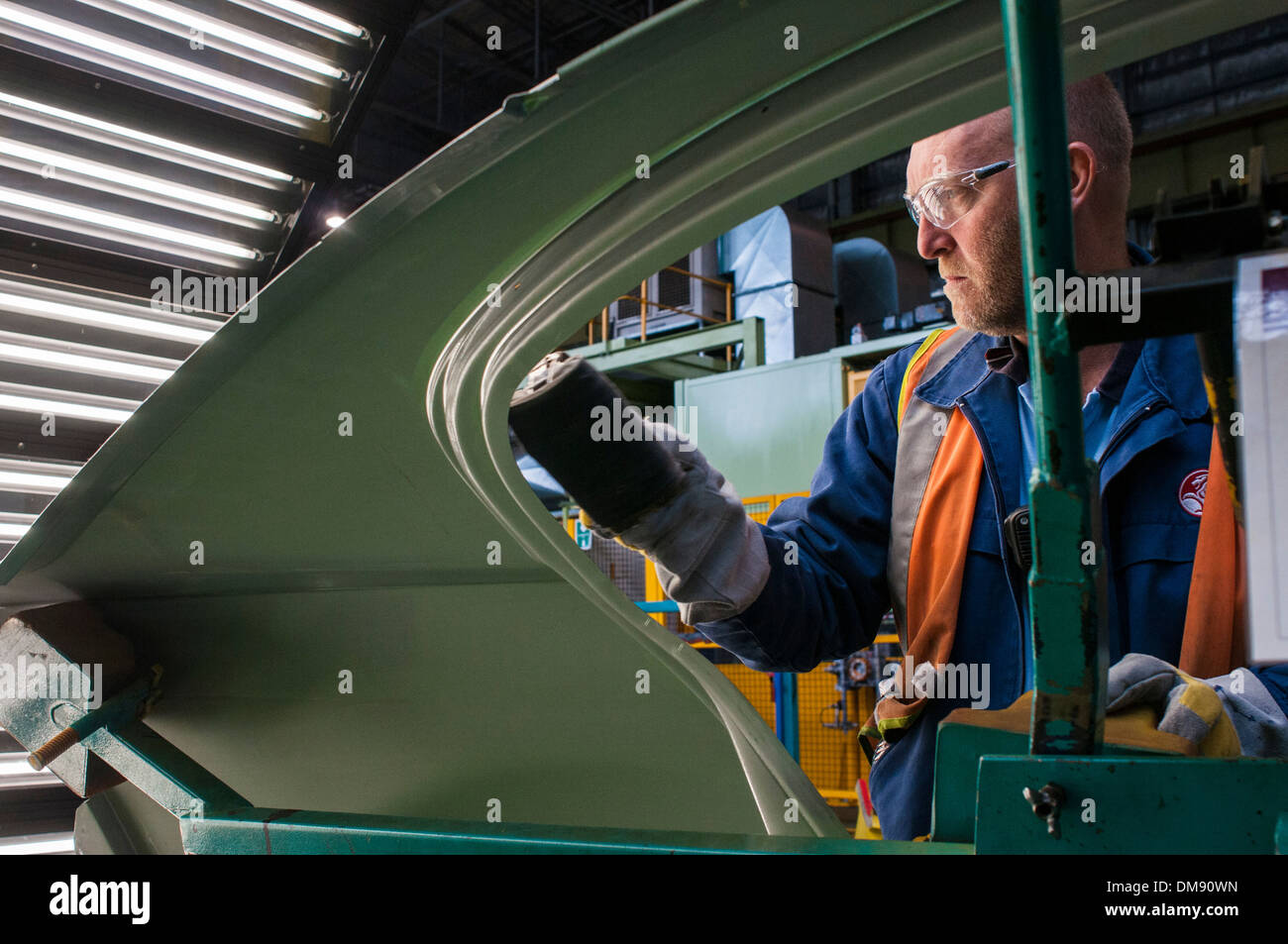 Quality control on the assembly line at General Motors Holden plant in Elizabeth, South Australia Stock Photo