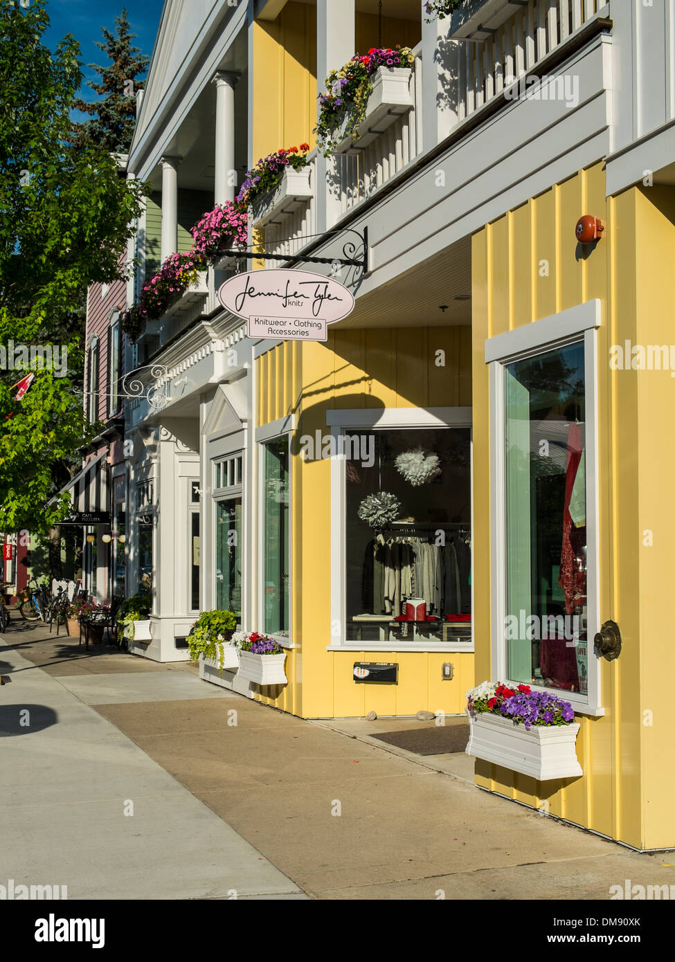 Downtown Harbor Springs, Michigan, features restored storefront shops
