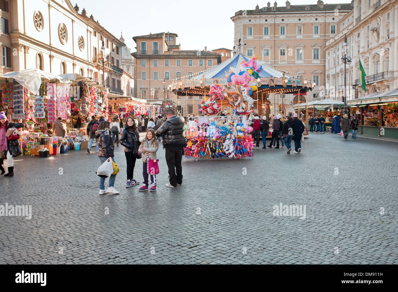 Traditional Rome Christmas Market on piazza Navona in Rome, Italy Stock