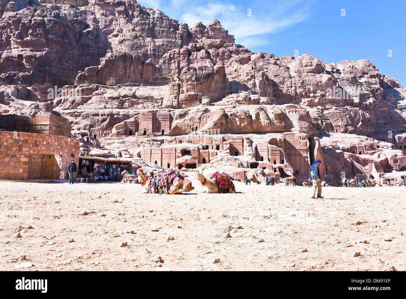 ancient stone city Petra in Jordan Stock Photo