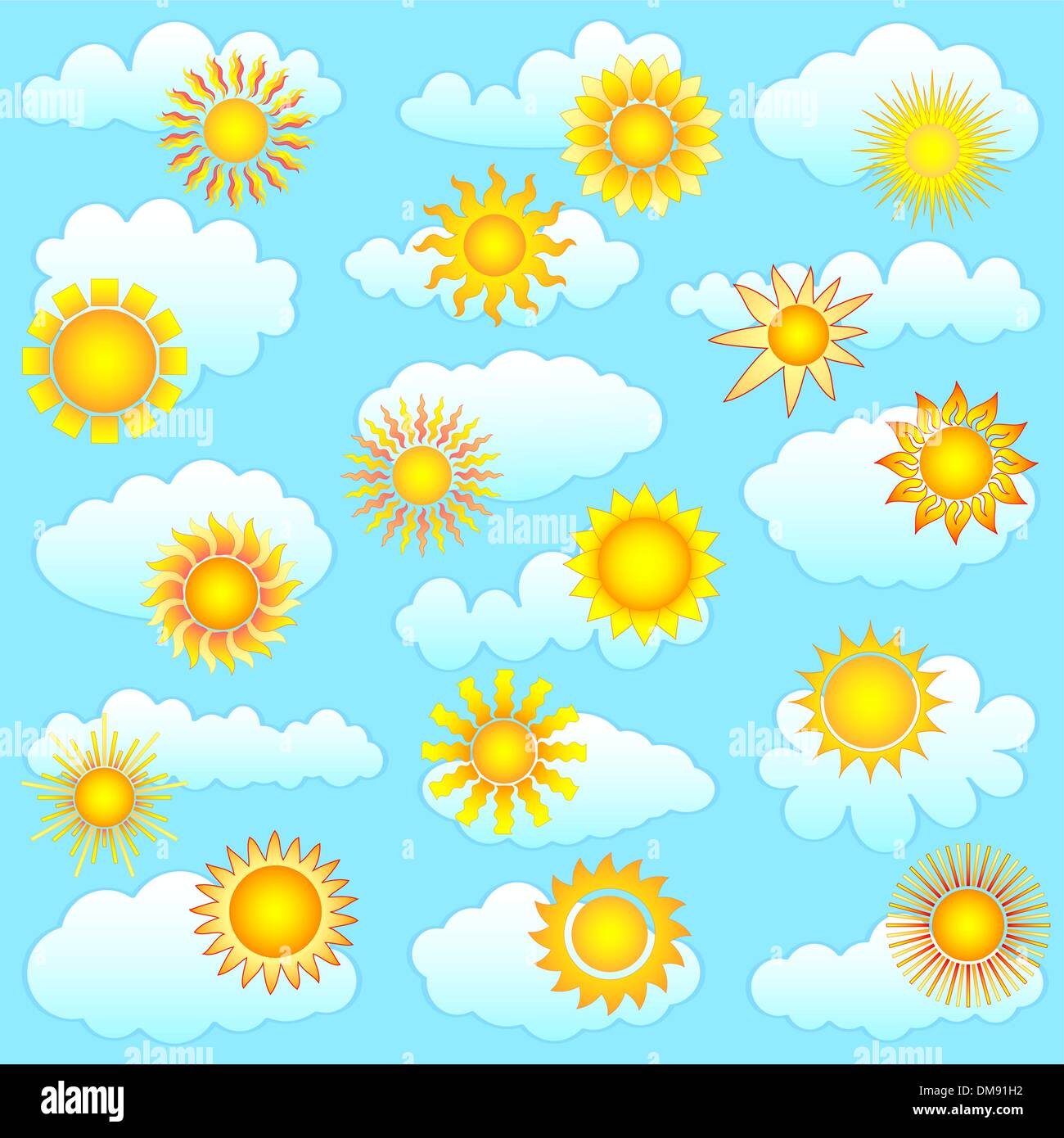 sun and clouds collection Stock Vector