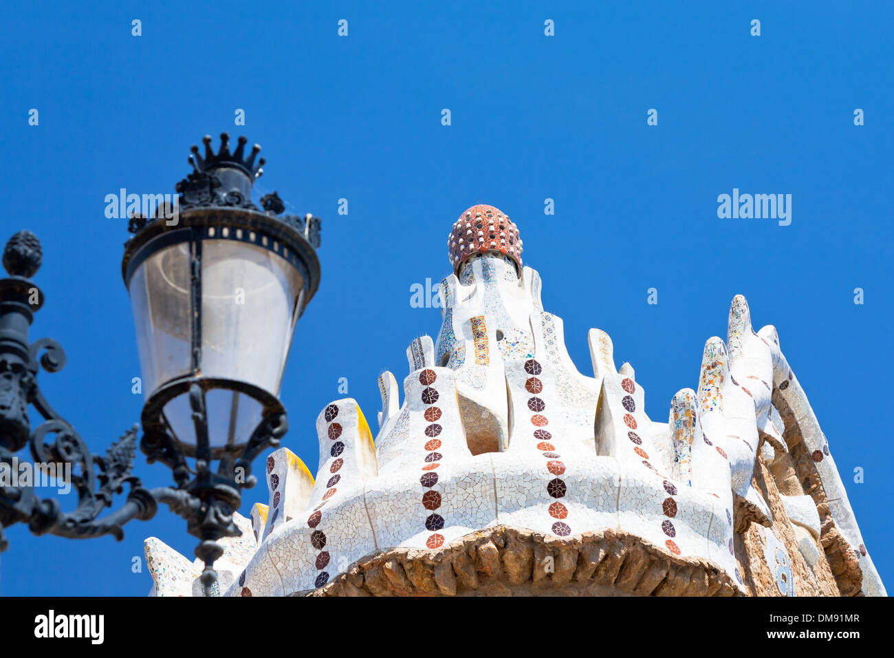 architectural elements in Park Guell in Barselona Stock Photo