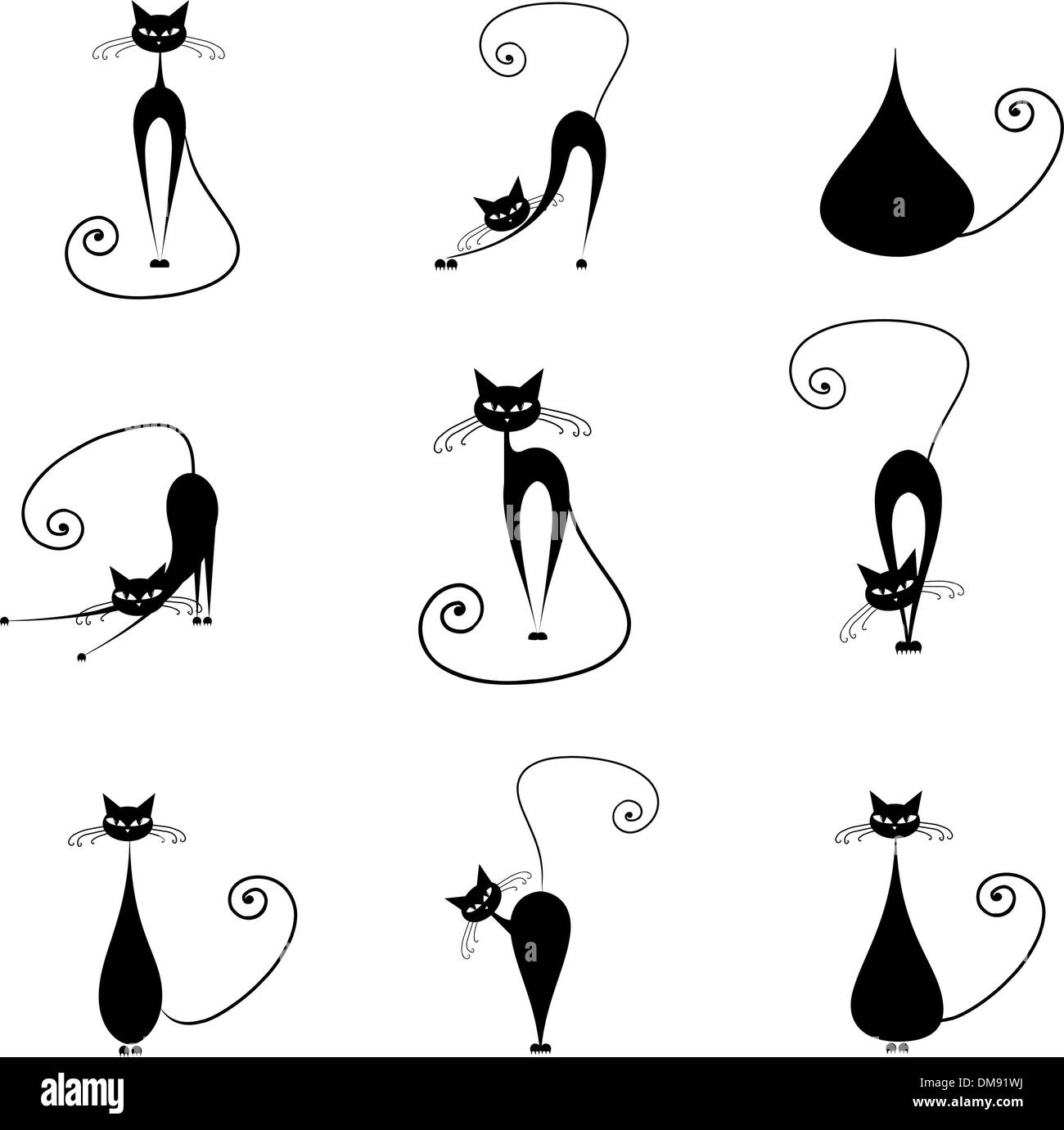 Black cat silhouette collections Stock Vector Image & Art - Alamy