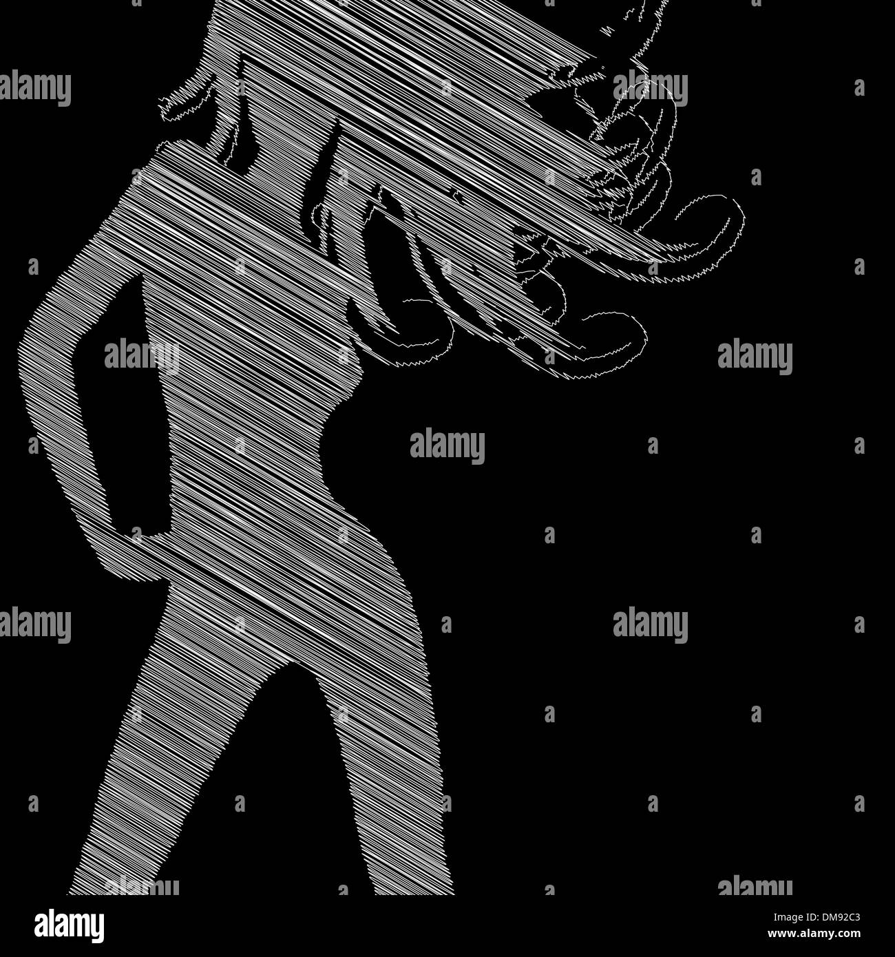 Woman sketch silhouette on black Stock Vector