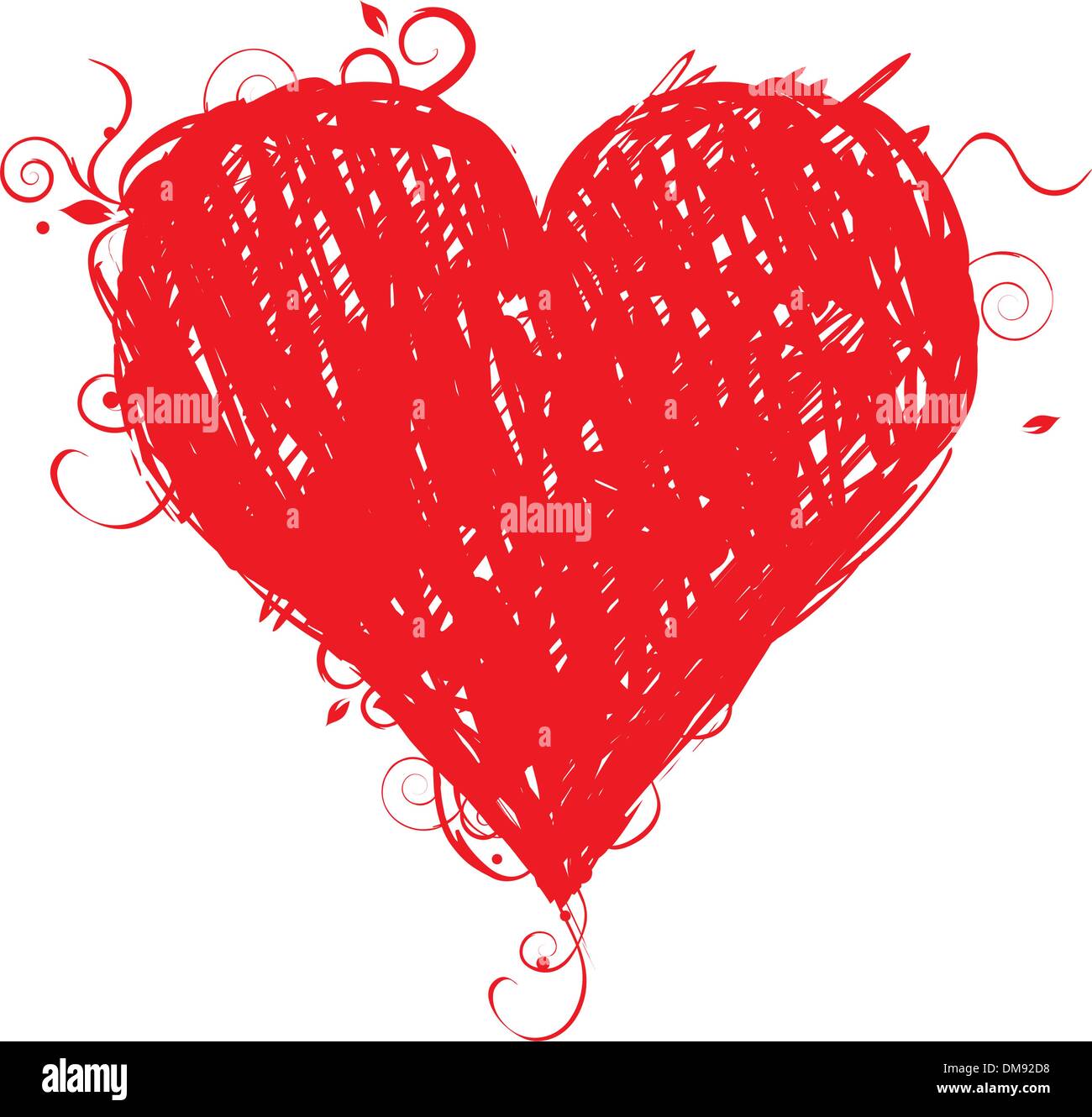 Sketch heart shape red for your design Stock Vector