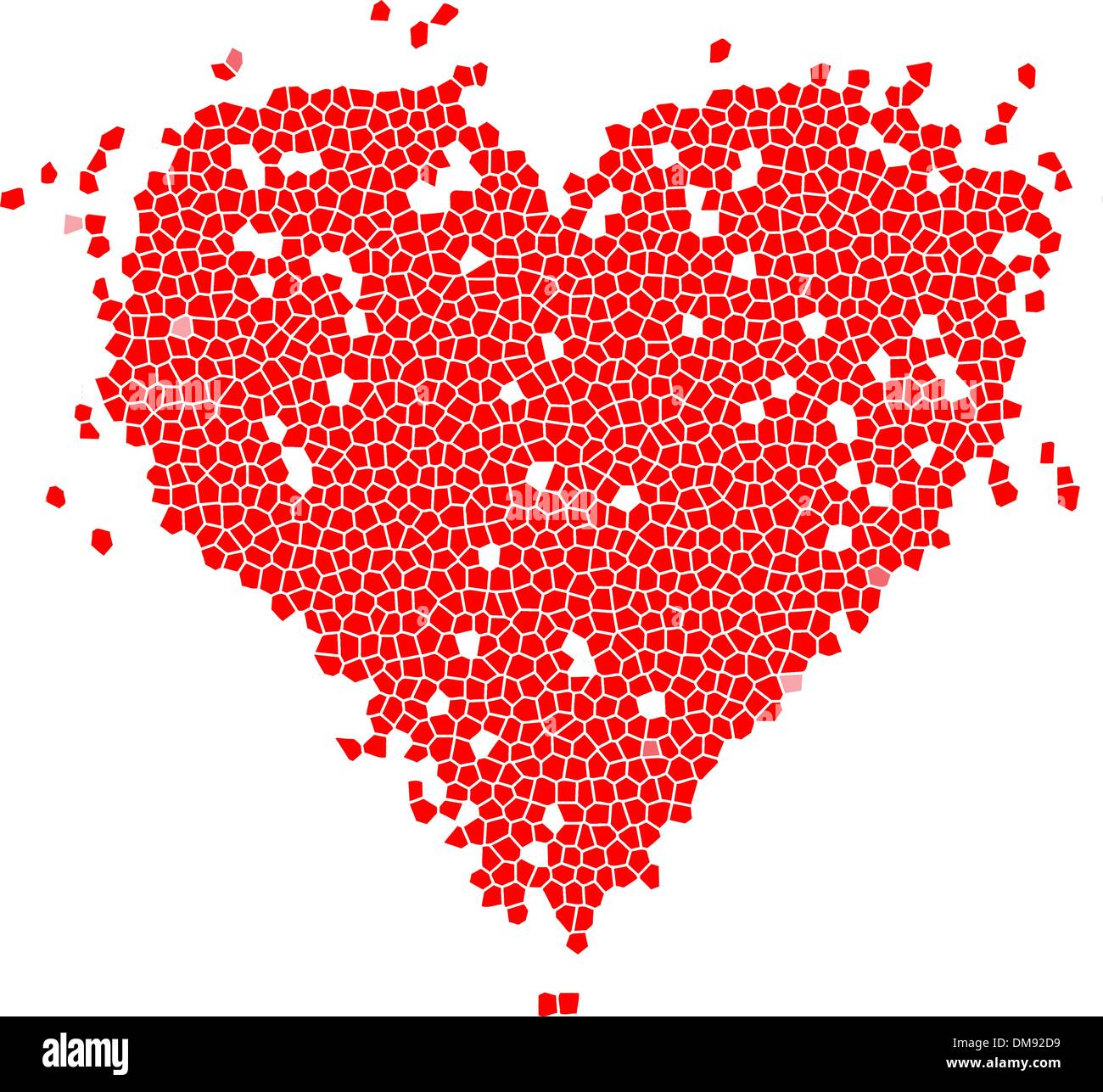 Mosaic heart shape red for your design Stock Vector
