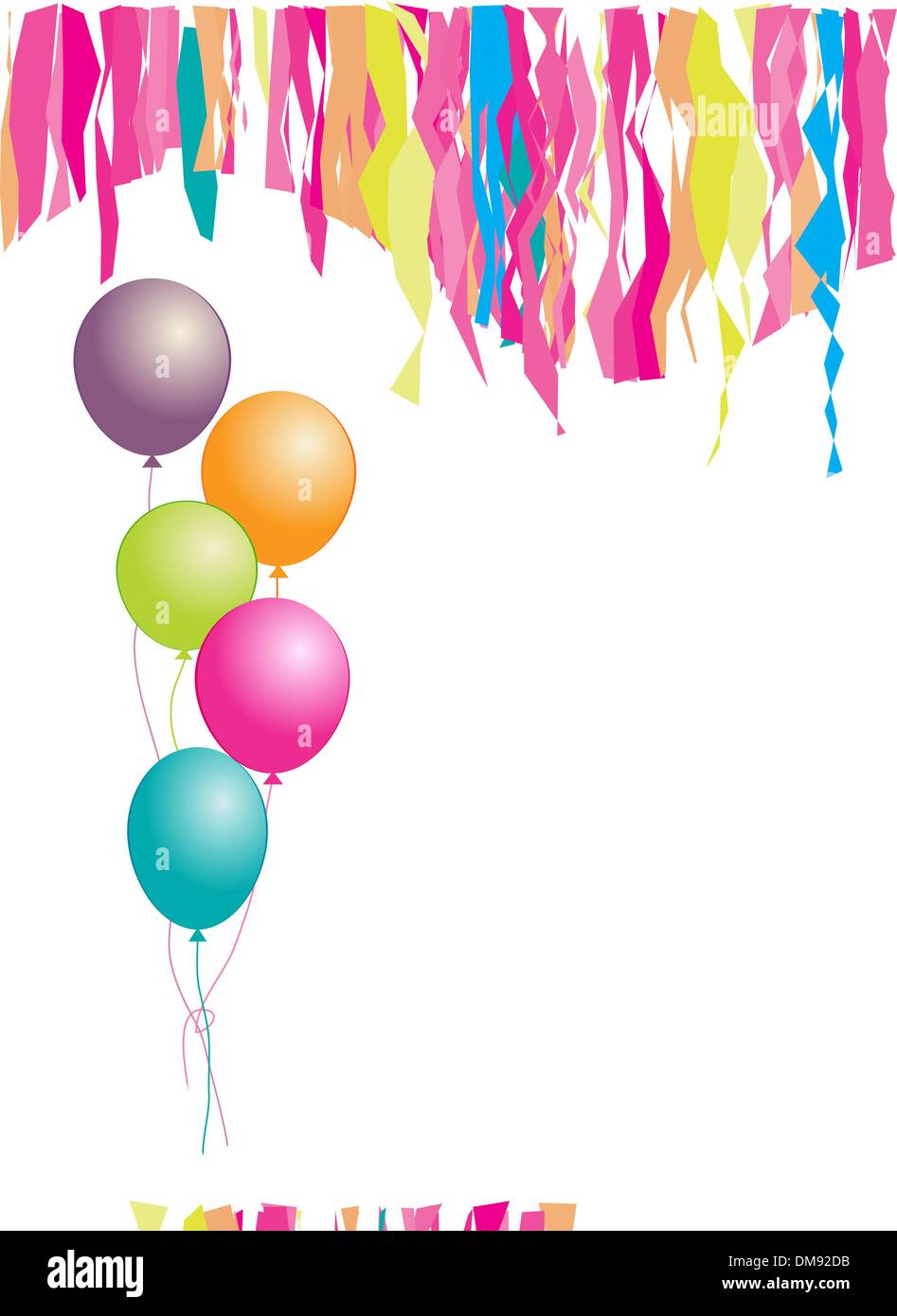 Happy birthday! Balloons and confetti. Insert your text here Stock