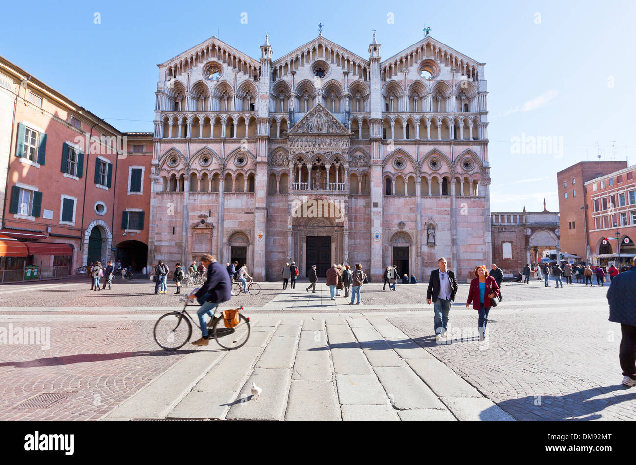 piazza Cattedrale and Duomo di Ferrara, Italy Stock Photo