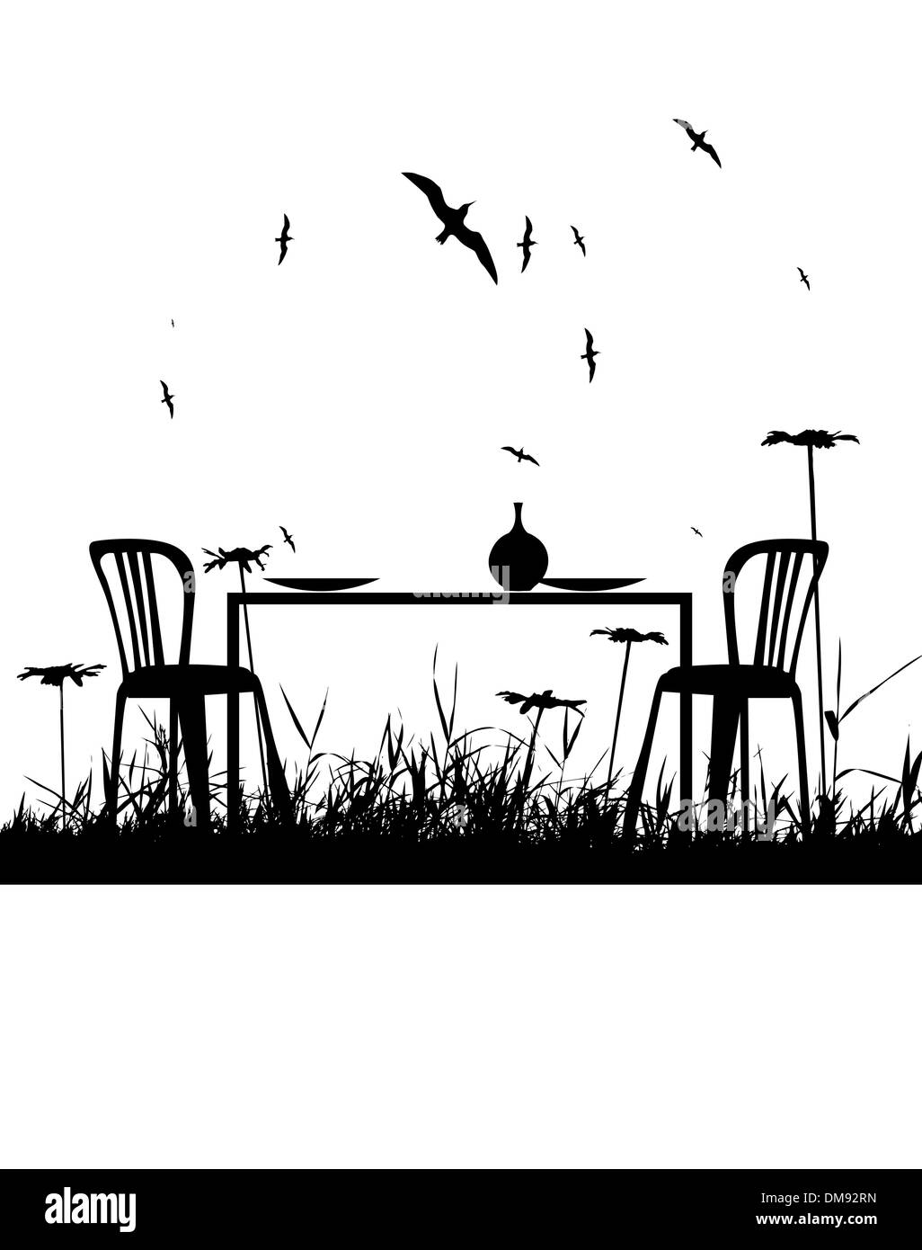 Romantic dinner for two person on nature Stock Vector